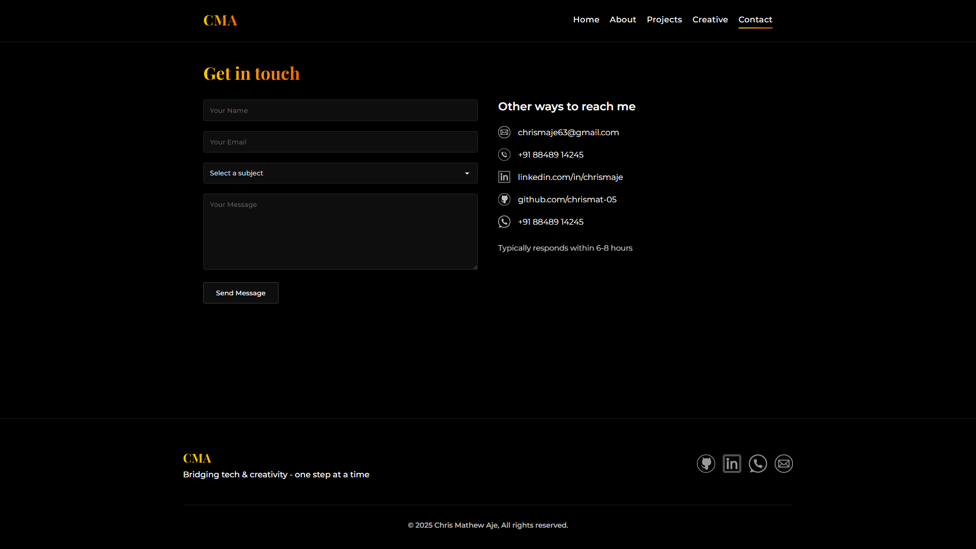 theCMA.xyz Contact Page